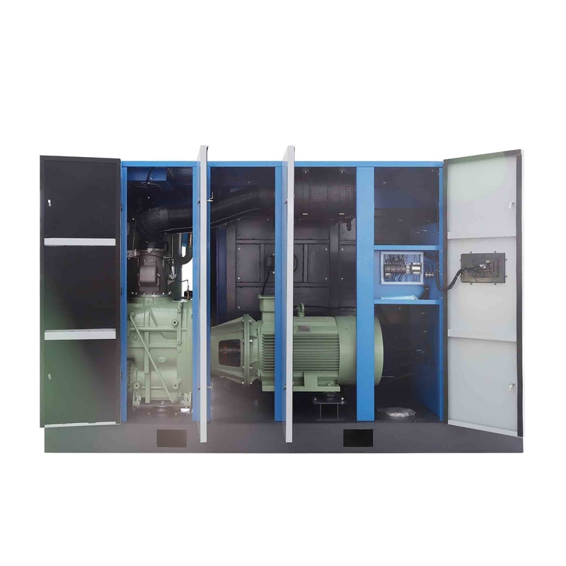 220kw Compressore d'aria a vite a due stadi 300hp Magnete permanente orizzontale Compressore a due stadi