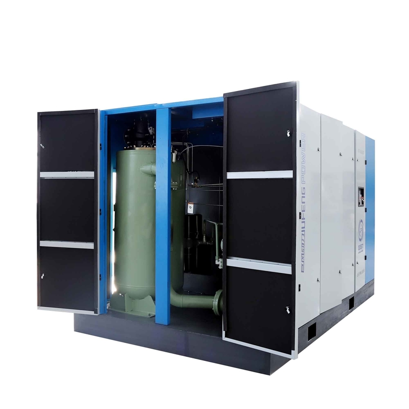 220kw Compressore d'aria a vite a due stadi 300hp Magnete permanente orizzontale Compressore a due stadi
